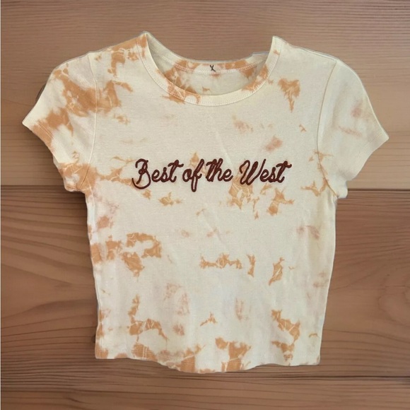 Sterling & Stitch Best Of The West Tie Dye Cream Cropped T Shirt NWOT Size XS - Picture 2 of 10